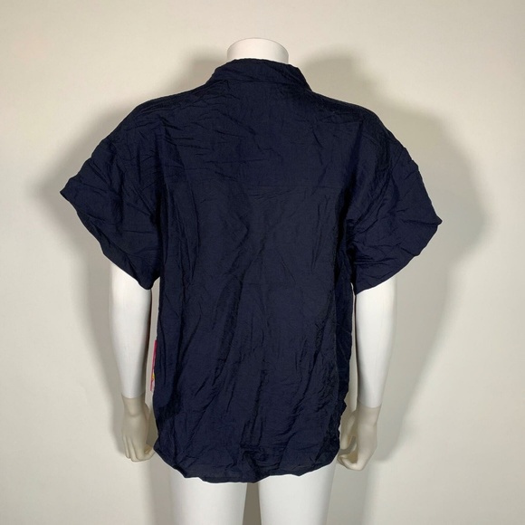 Vince Camuto Top Blouse Navy Blue Tie Front Sz XL - Picture 4 of 6